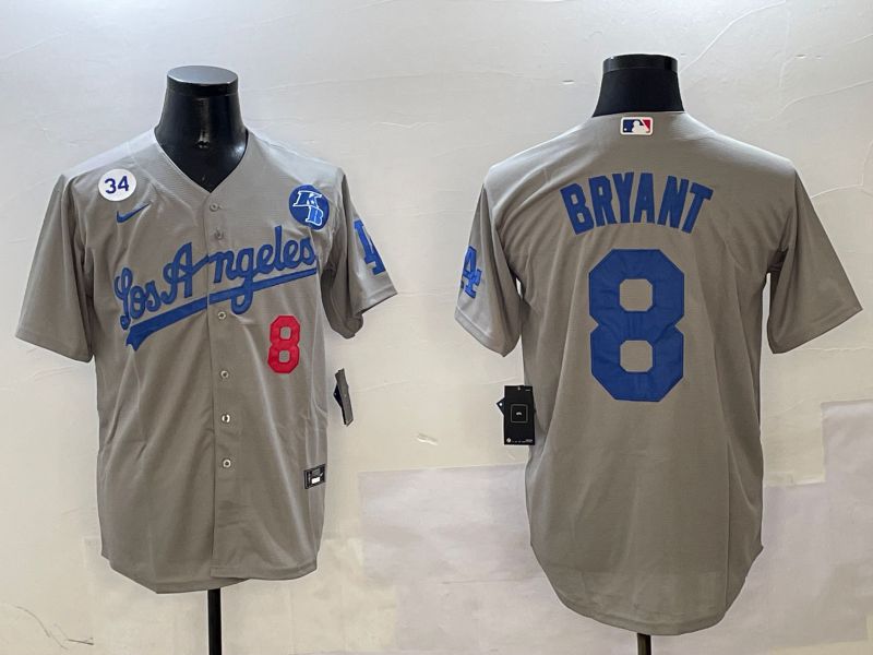 Men Los Angeles Dodgers #8 Bryant Grey Game 2025 Nike MLB Jersey style 5